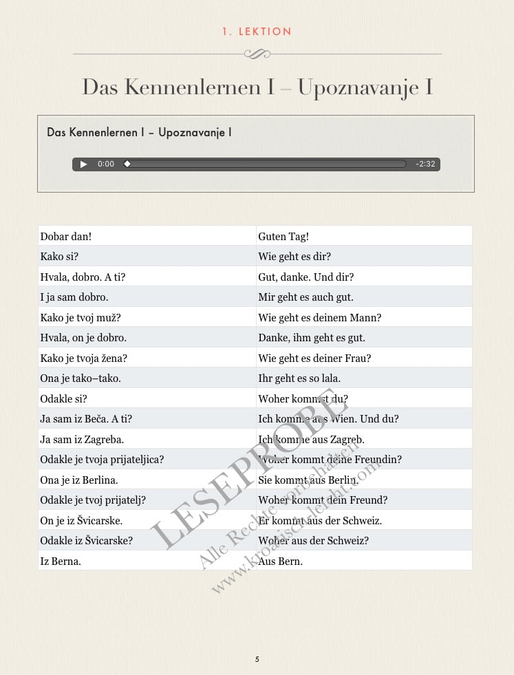 Ana Bilić: Kroatisch Einfache Sätze 1 - interaktives E-Book mit Audio, A1 - Anfänger, Vorschau